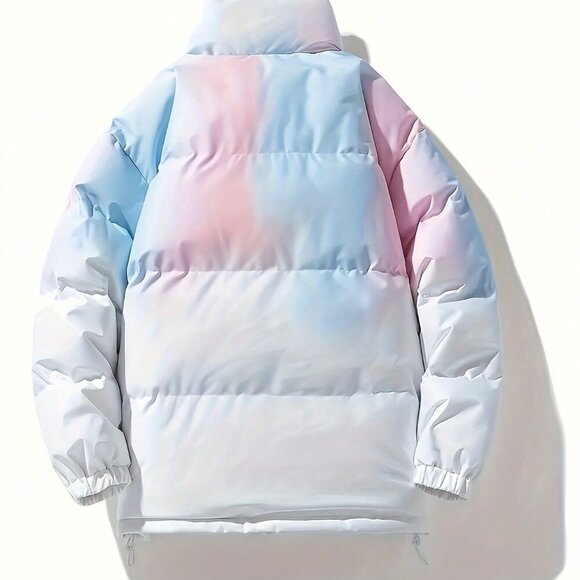 Pink Casual Women's Long-Sleeved Windproof Puffy Zipper Coat With Pockets - Picture 2 of 6